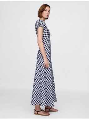 GAP Navy and White Gingham Maxi Dress
